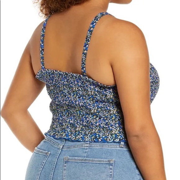 🌟5 for $25🌟 NWOT Floral Smock Tank Top in Black- Blue Maisey Ditsy - Picture 2 of 6